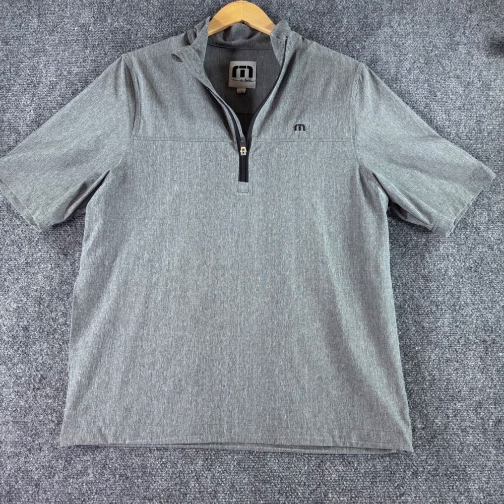 TravisMathew 1/4 Zip Pullover Mens Medium Grey Short Sleeve Golf Athletic Jacket